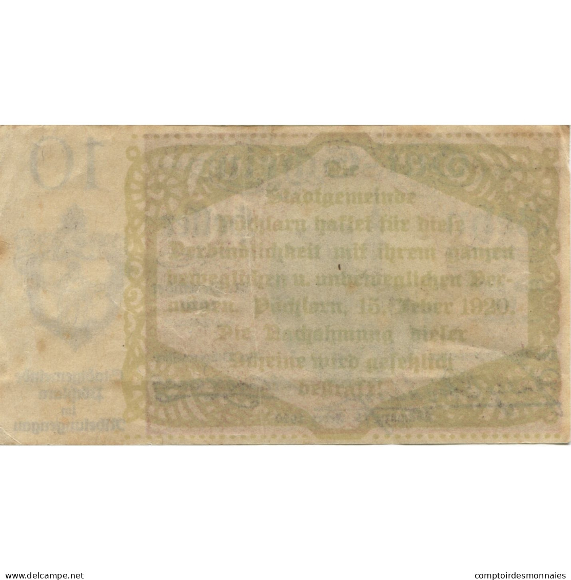 Billet, Autriche, Pochlarn, 10 Heller, Château 1920-12-31, SUP Mehl:FS 755II - Austria