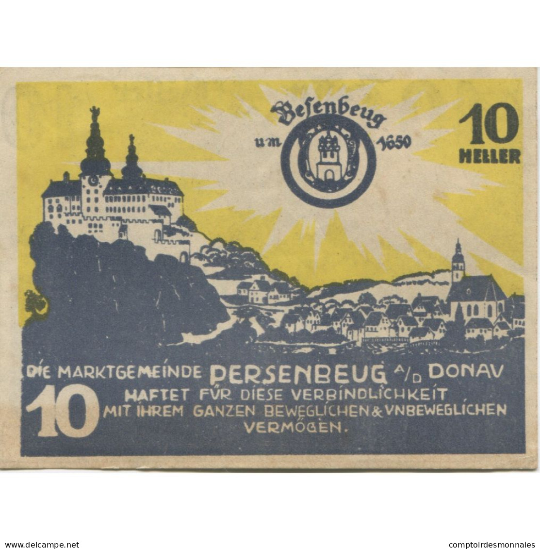 Billet, Autriche, Persenbeug, 10 Heller, Village 1920-12-31, SPL Mehl:FS 735IIa - Austria