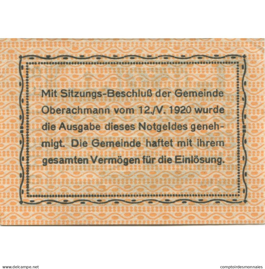 Billet, Autriche, Oberachmann, 50 Heller, Usine 1921-06-30, SPL, Mehl:FS 680b - Autriche