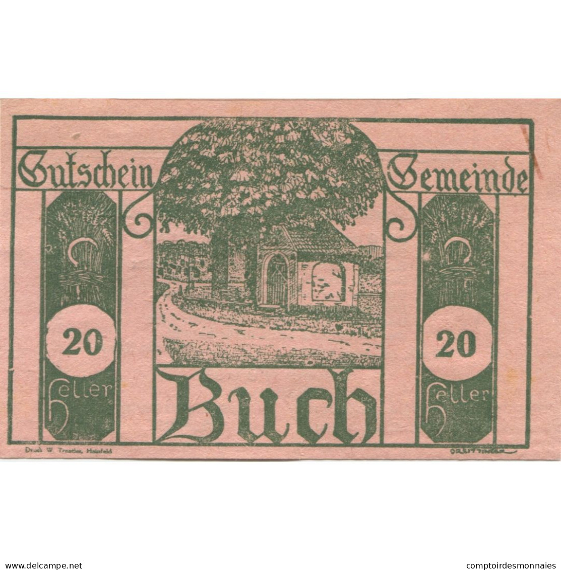 Billet, Autriche, Buch, 20 Heller, Route, 1920, 1920-10-30, SPL, Mehl:FS 113a - Austria