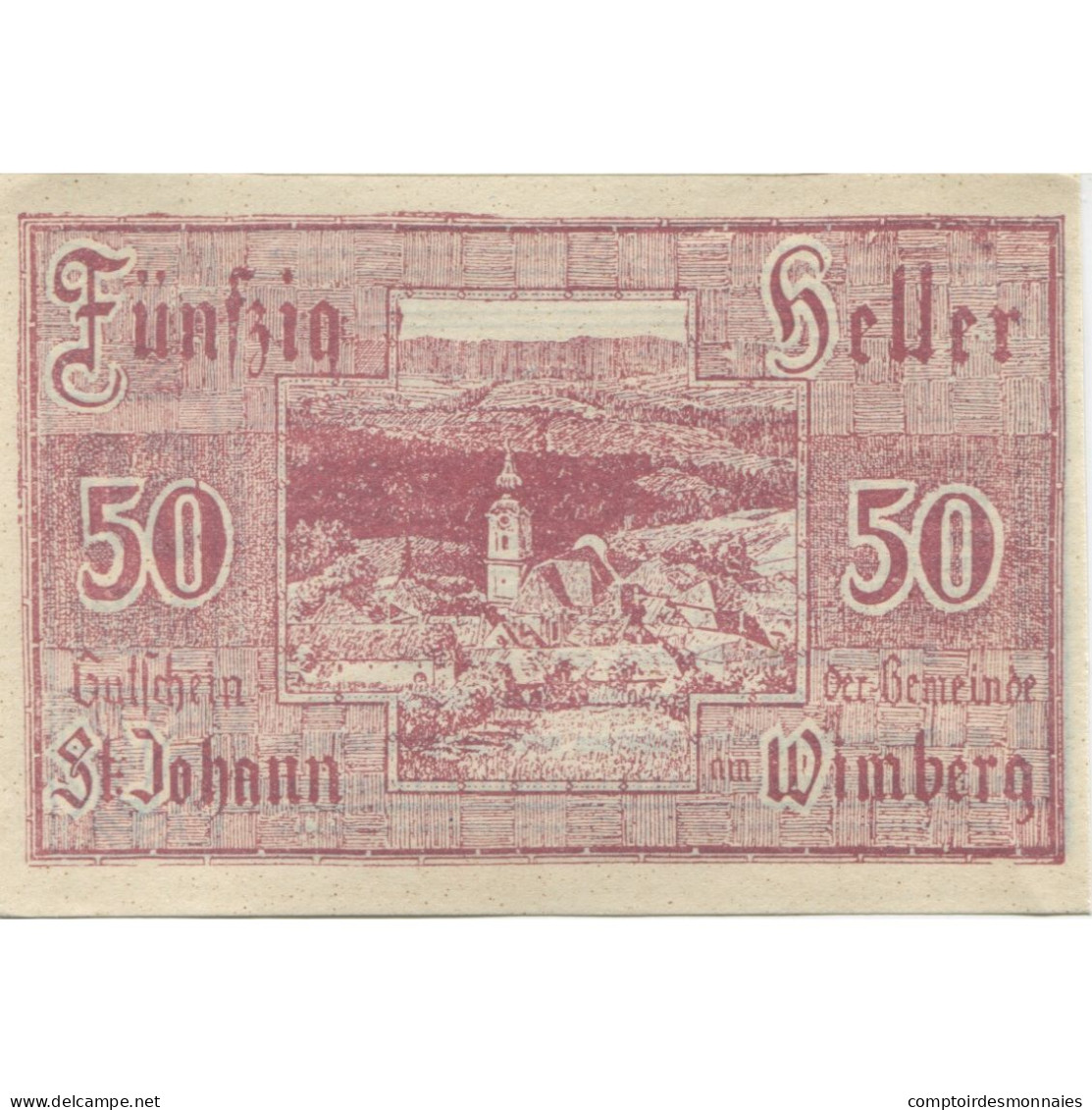 Billet, Autriche, St Johann, 50 Heller, Village, 1920, SPL, Mehl:FS 894aa - Autriche
