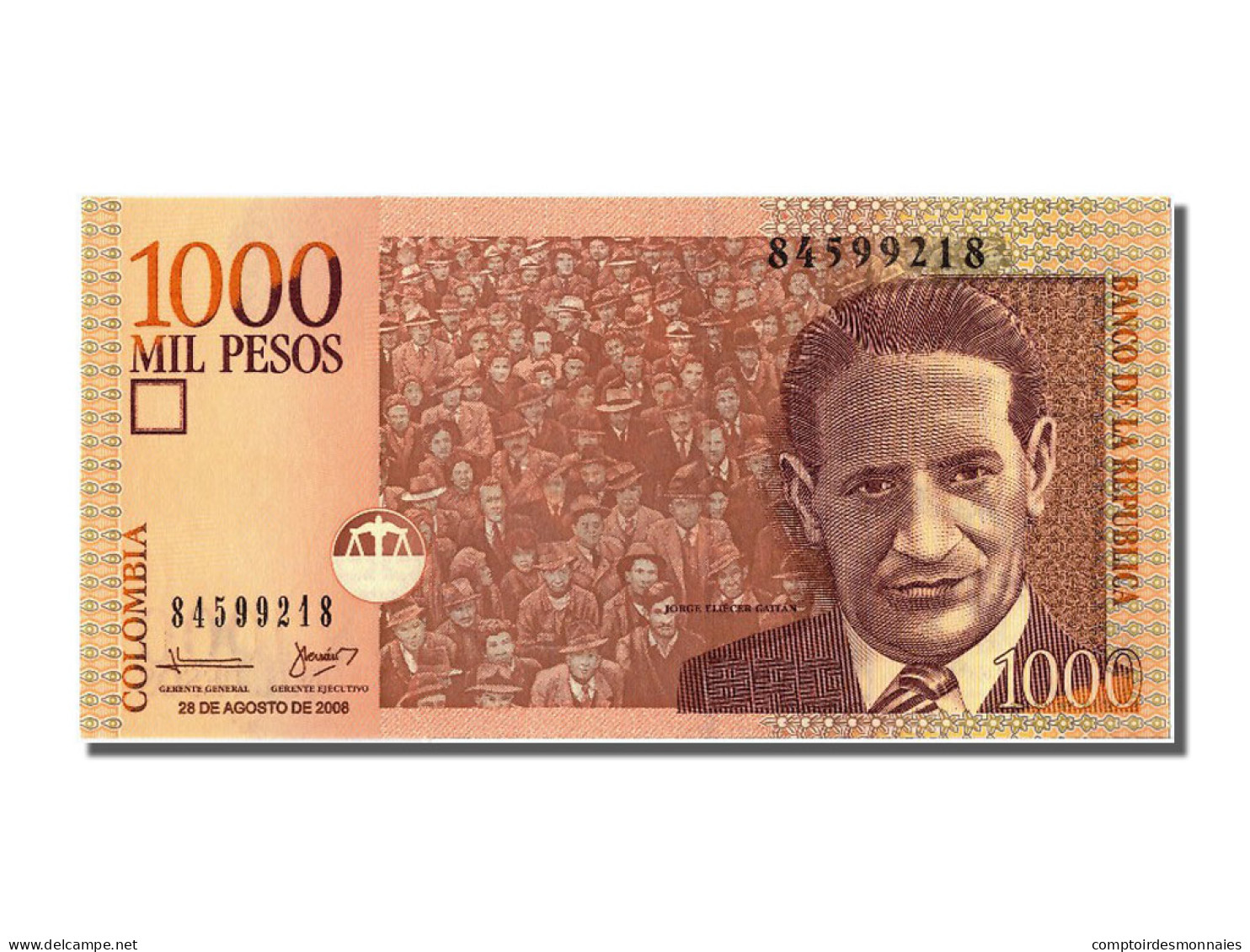 Billet, Colombie, 1000 Pesos, 2008, 2008-08-28, NEUF - Kolumbien