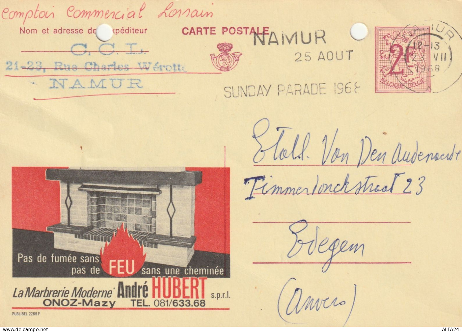 INTERO POSTALE 1970 CIRCA BELGIO 2 F Fori Archiviazione (XT3025 - Briefkaarten 1934-1951