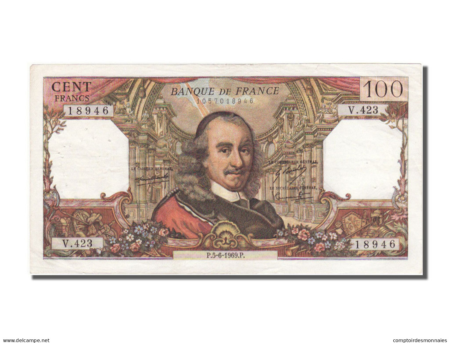 Billet, France, 100 Francs, 100 F 1964-1979 ''Corneille'', 1969, 1969-06-05 - 100 F 1964-1979 ''Corneille''