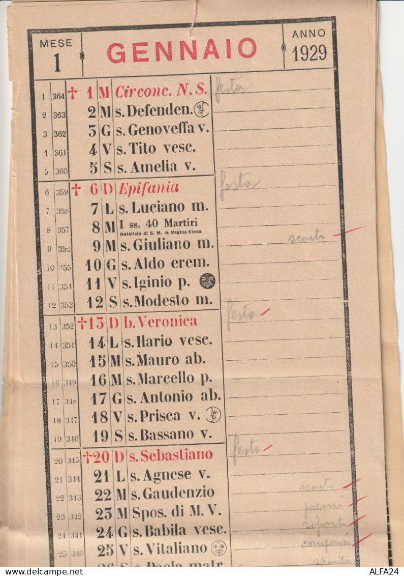 CALENDARIO OLANDESE 1929 (XT2668 - Tamaño Grande : 1921-40