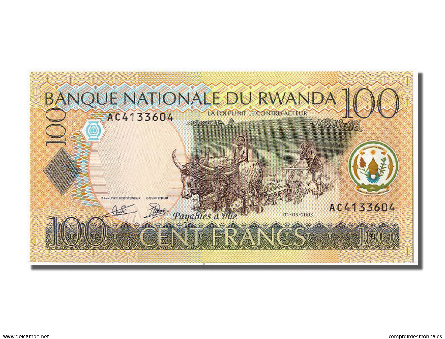 Billet, Rwanda, 100 Francs, 2003, 2003-05-01, NEUF - Ruanda