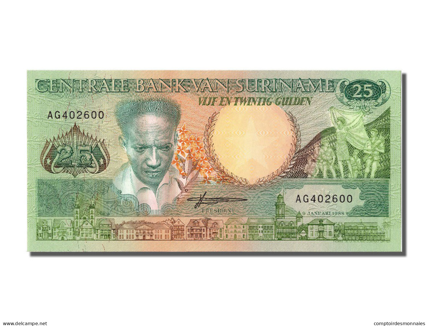 Billet, Suriname, 25 Gulden, 1988, 1988-01-09, NEUF - Suriname