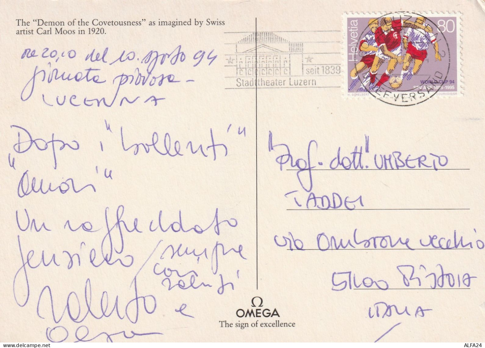 CARTOLINA SVIZZERA 1994 TIMBRO TARGHETTA (XT3133 - Lettres & Documents