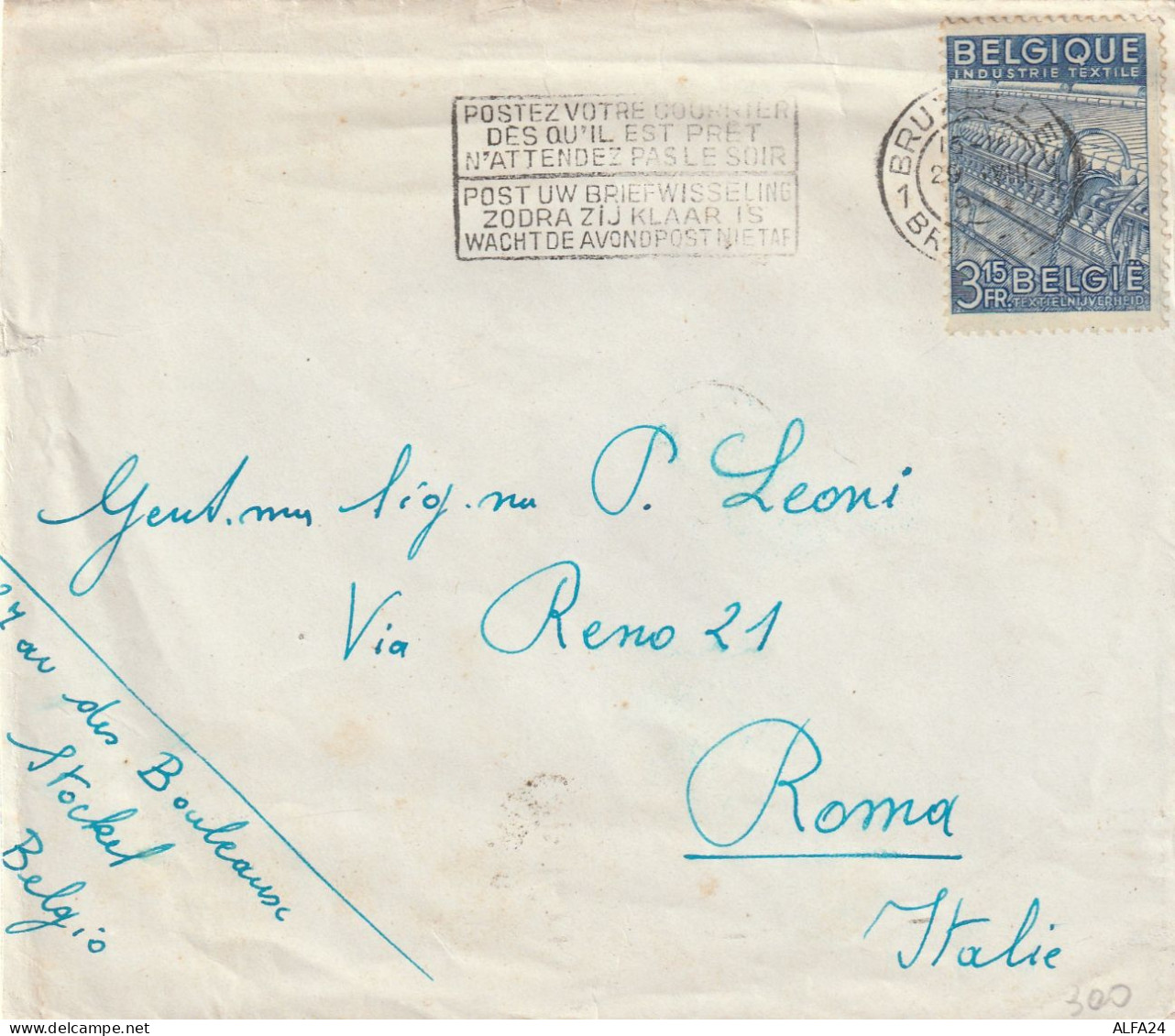 LETTERA CIRCA 1960 BELGIO TIMBRO TARGETTA  (XT3059 - Cartes Postales 1934-1951