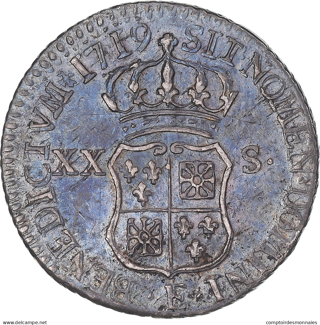 Monnaie, France, Louis XV, 1/6 Écu (XX-S) De France-Navarre, 1719, Tours, TTB - 1715-1774 Luis XV El Bien Amado