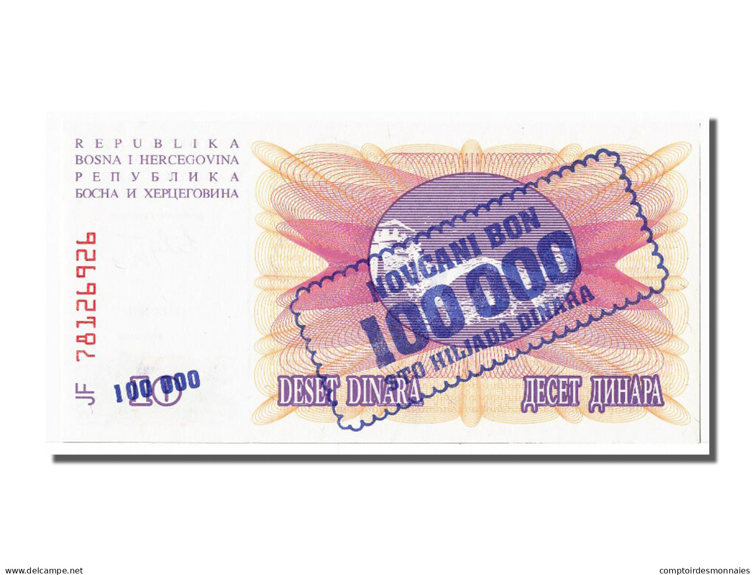 Billet, Bosnia - Herzegovina, 100,000 Dinara, 1993, 1993-09-01, NEUF - Bosnie-Herzegovine