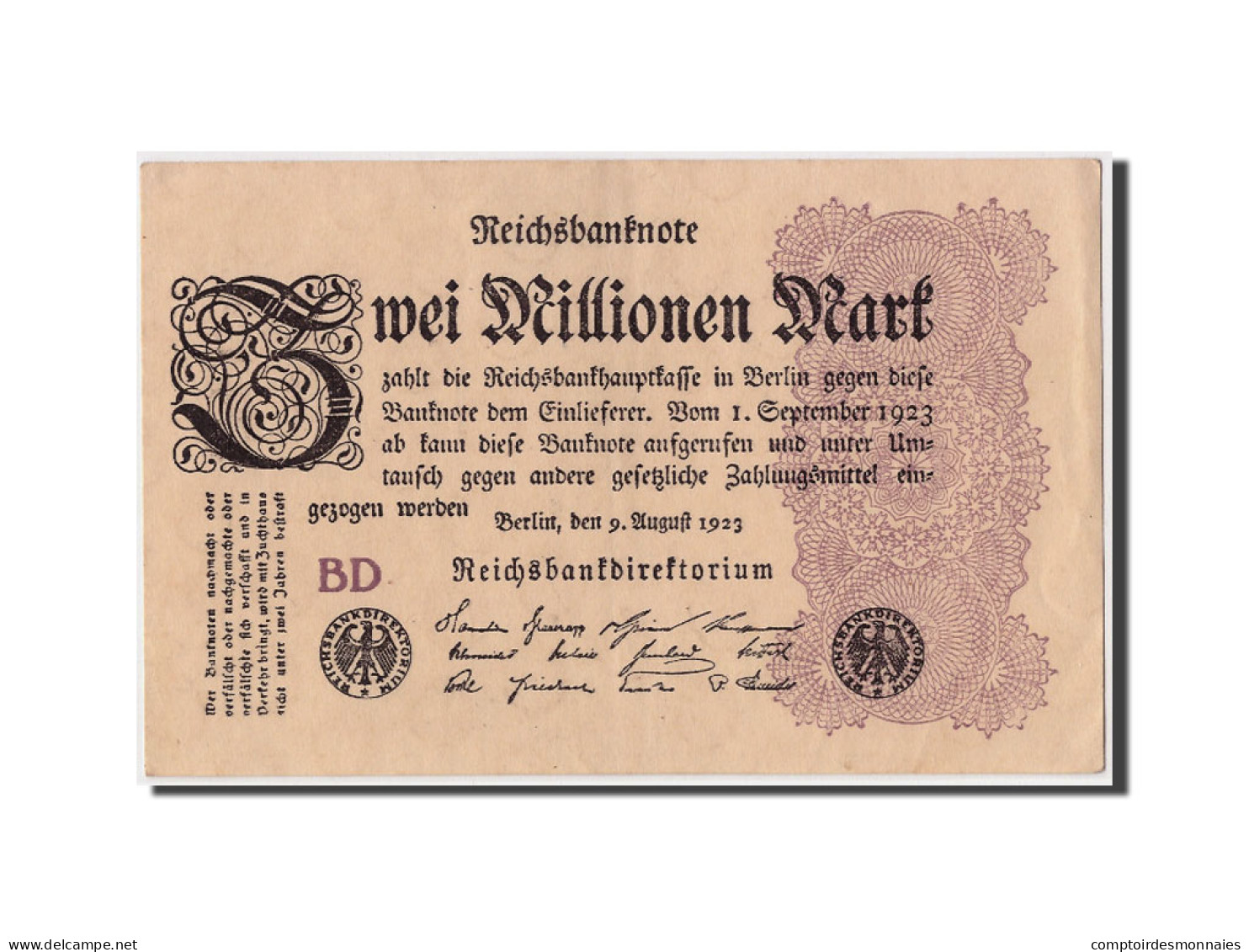 Billet, Allemagne, 2 Millionen Mark, 1923, 1923-08-09, TTB+ - 2 Miljoen Mark