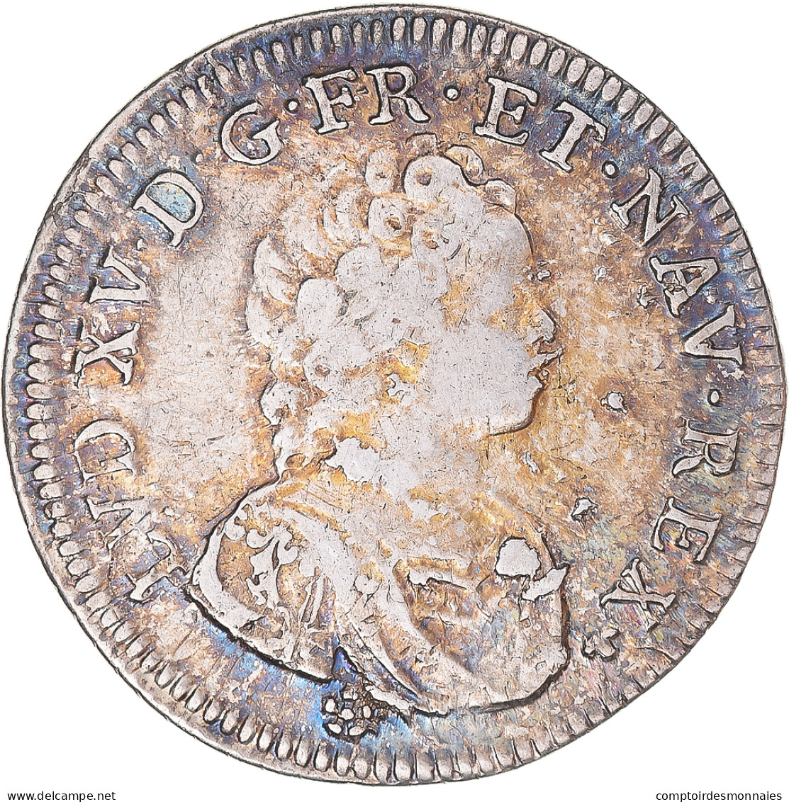 France, Louis XV, 1/4 Ecu Vertugadin, 1716, Tours, Réformé, Argent, TB+ - 1715-1774 Ludwig XV. Der Vielgeliebte