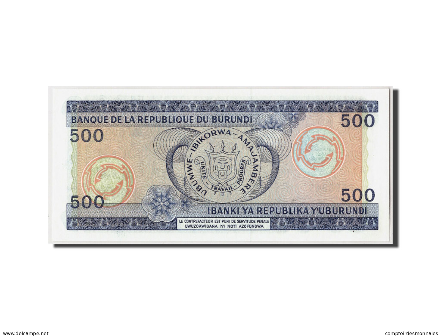 Billet, Burundi, 500 Francs, 1988, 1988-05-01, KM:30c, NEUF - Burundi