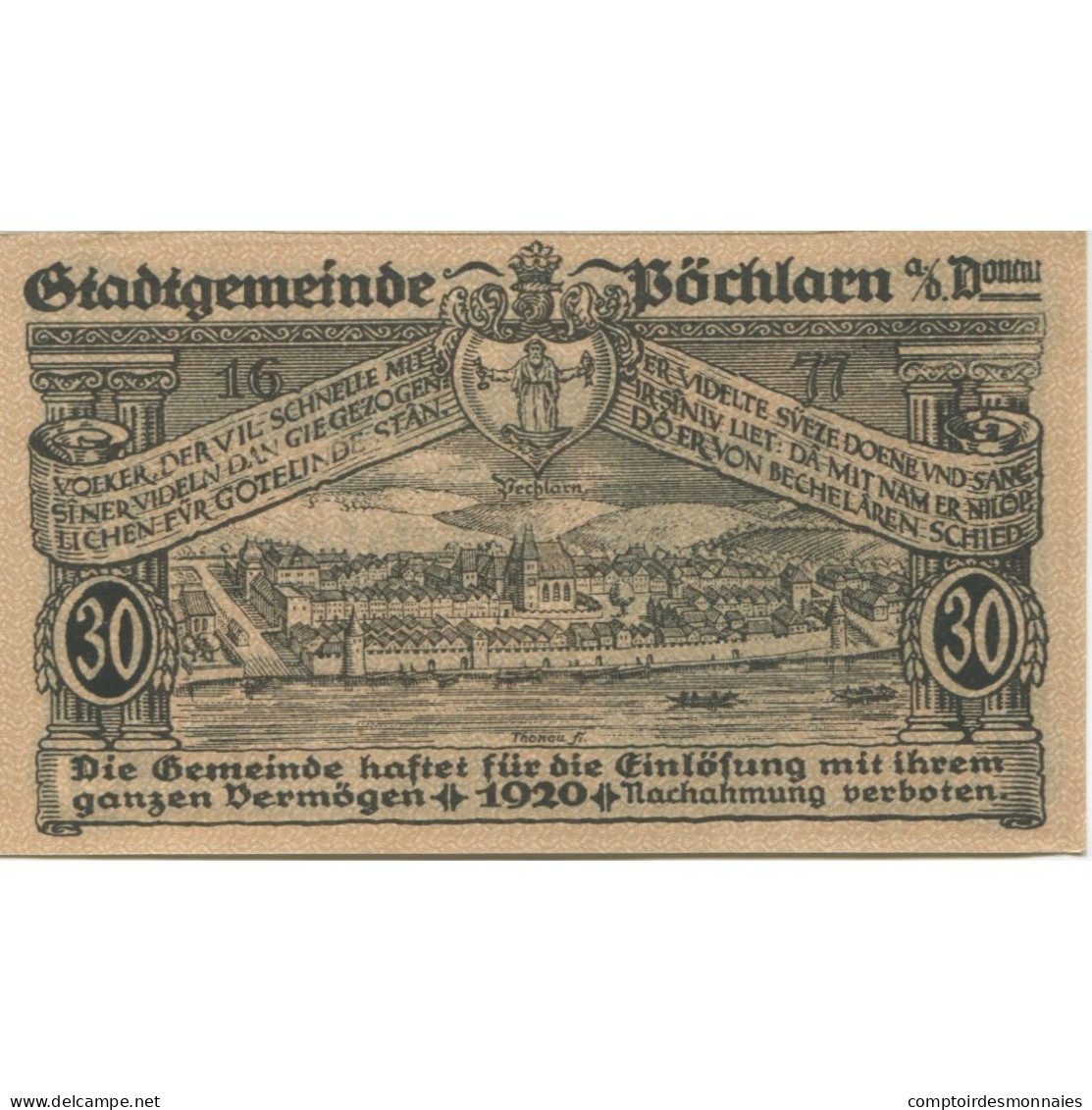 Billet, Autriche, Pochlarn, 30 Heller, Château 1920-12-31, SPL Mehl:FS 755II - Oesterreich