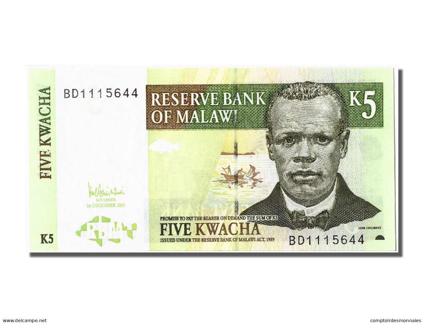 Billet, Malawi, 5 Kwacha, 2005, 2005-12-01, NEUF - Malawi