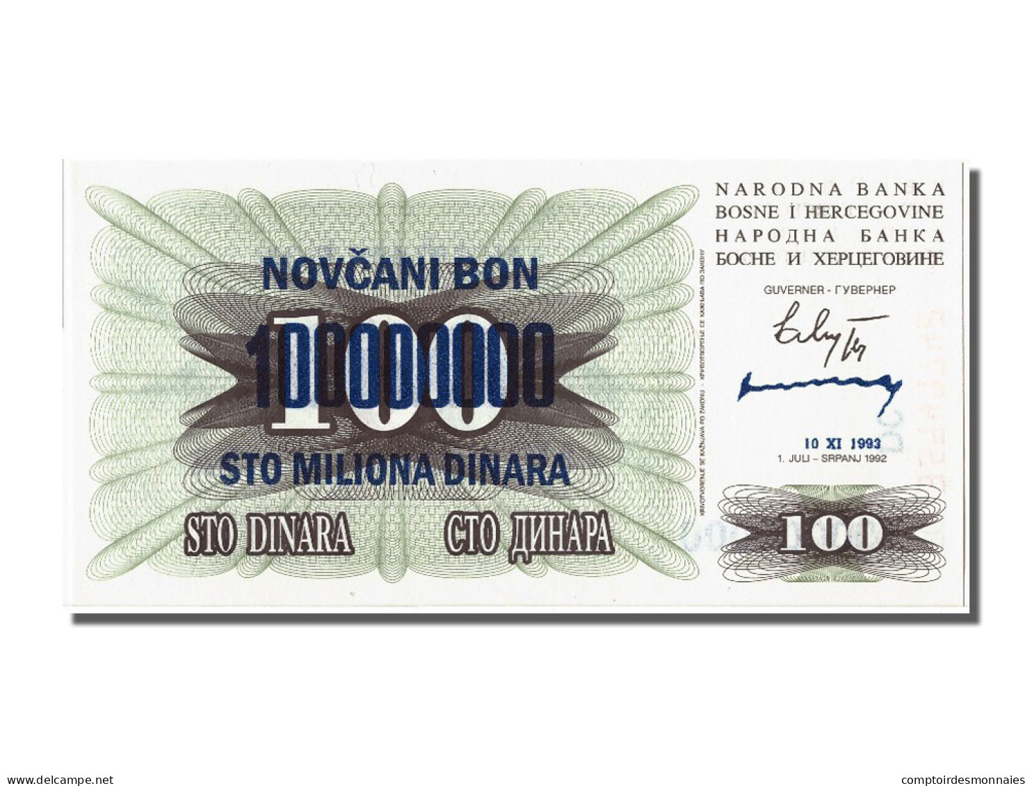 Billet, Bosnia - Herzegovina, 100,000,000 Dinara, 1993, 1993-11-10, NEUF - Bosnia Y Herzegovina