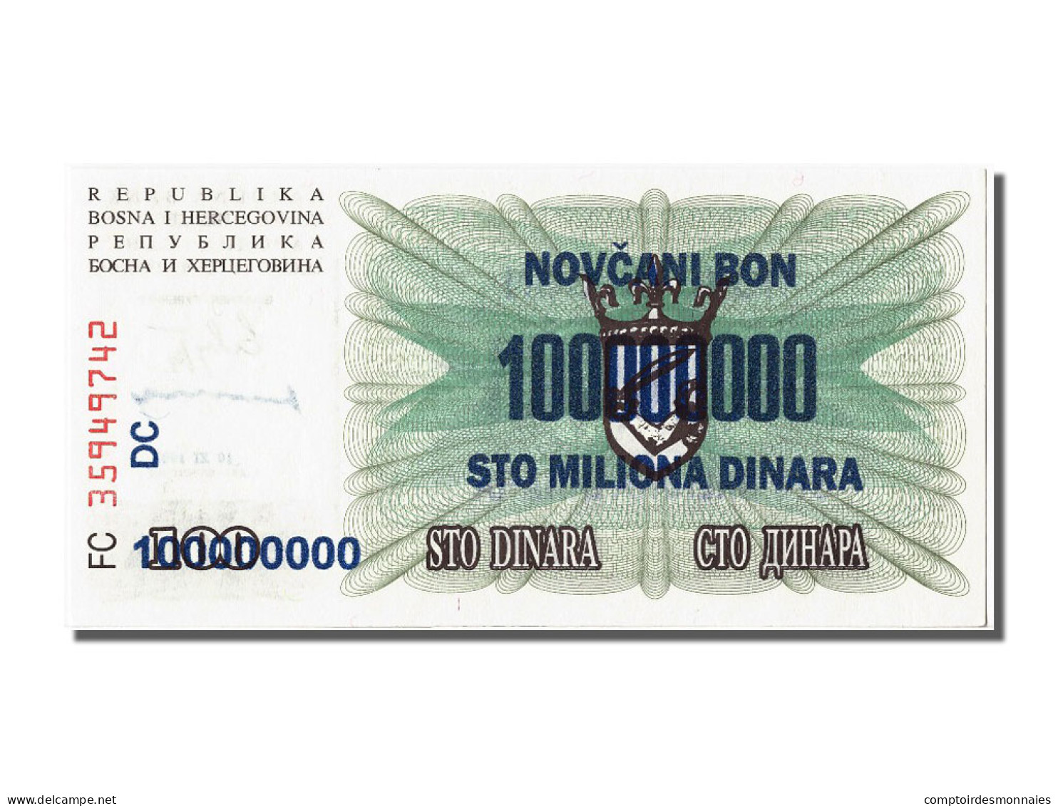 Billet, Bosnia - Herzegovina, 100,000,000 Dinara, 1993, 1993-11-10, NEUF - Bosnia Erzegovina