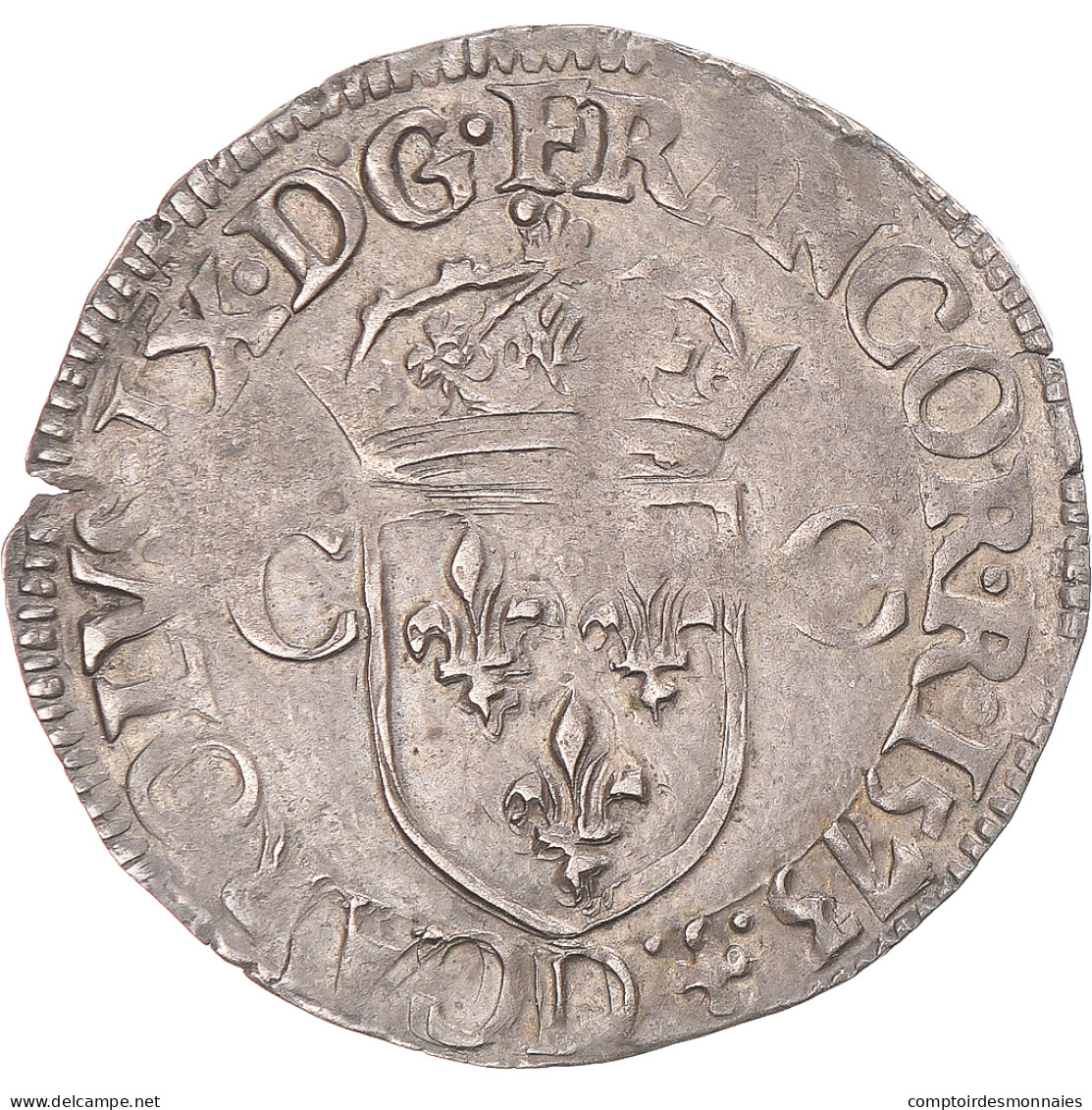 Monnaie, France, Charles IX, Douzain Aux Deux C, 1573, Lyon, TTB+, Billon - 1560-1574 Carlos IX