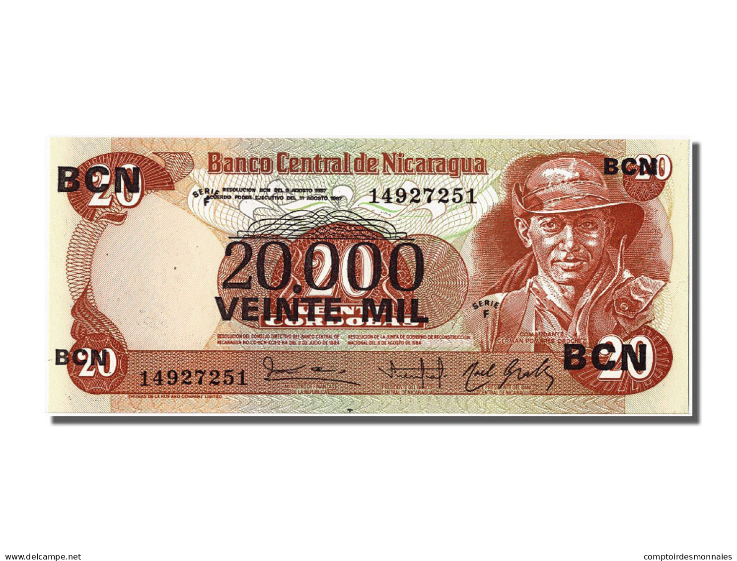 Billet, Nicaragua, 20,000 Córdobas On 20 Córdobas, 1987, NEUF - Nicaragua