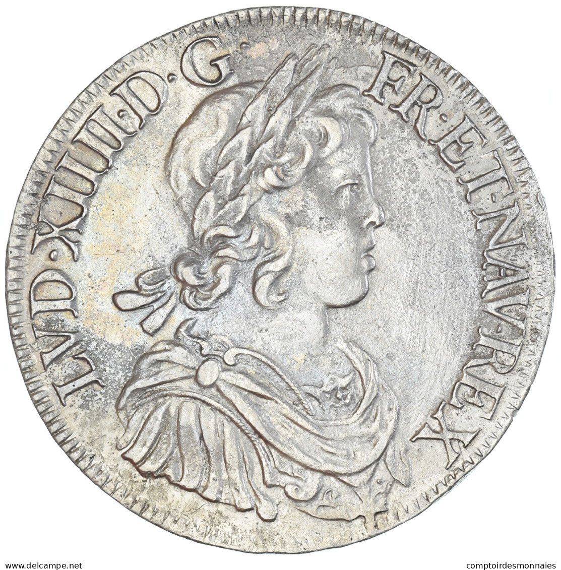 Monnaie, France, Louis XIV, Écu à La Mèche Courte, 1645, Paris, TTB+, Argent - 1643-1715 Ludwig XIV.