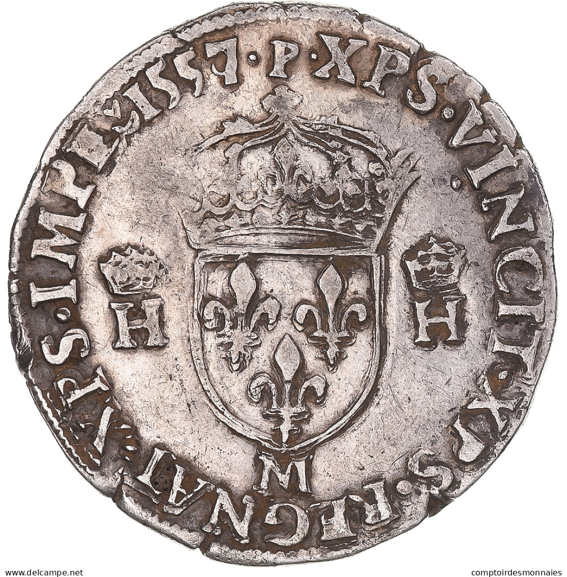 Monnaie, France, Henri II, Teston à La Tête Nue, 1557/6, Toulouse, TTB - 1547-1559 Henry II