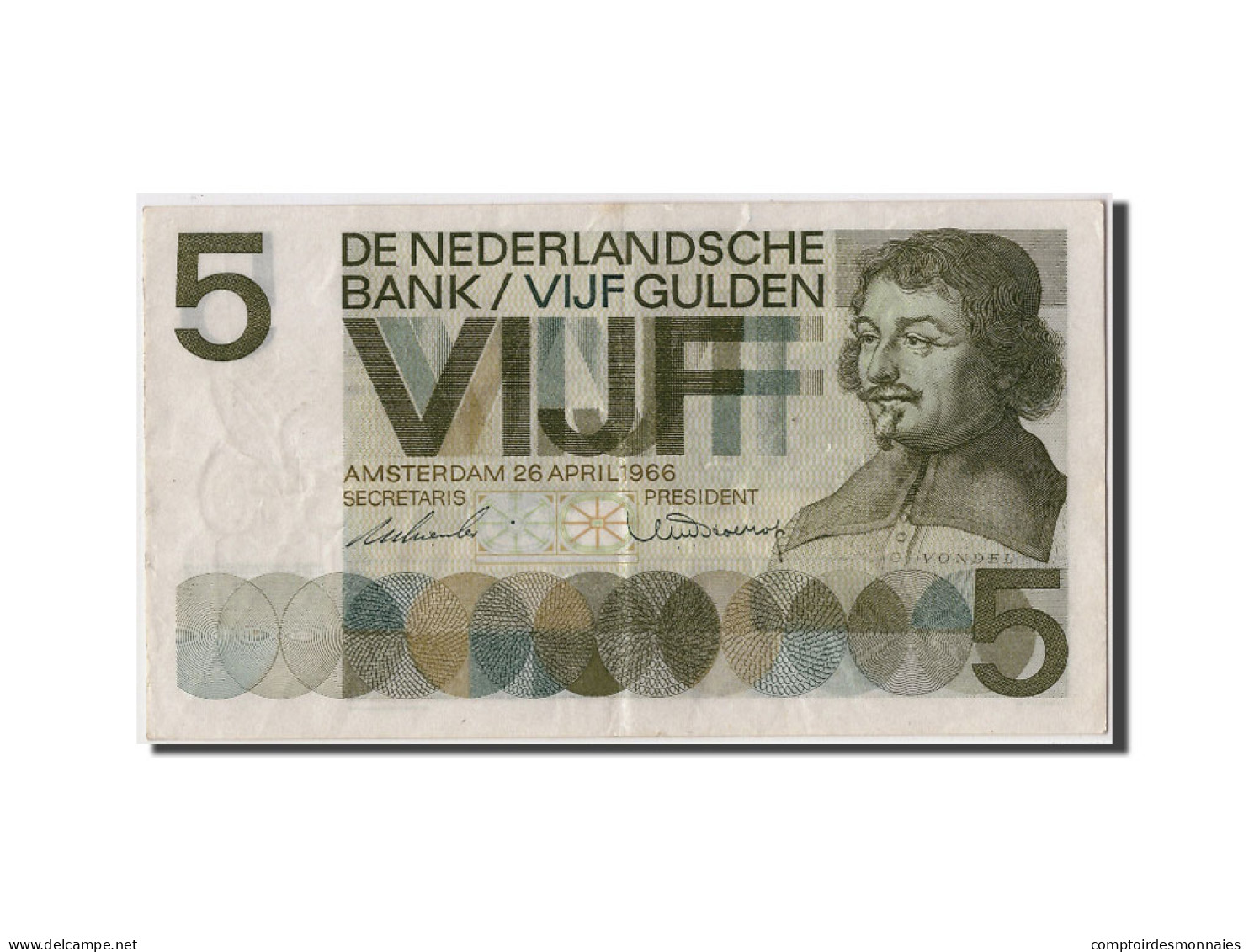 Billet, Pays-Bas, 5 Gulden, 1966, 1966-04-26, SUP - 5 Florín Holandés (gulden)