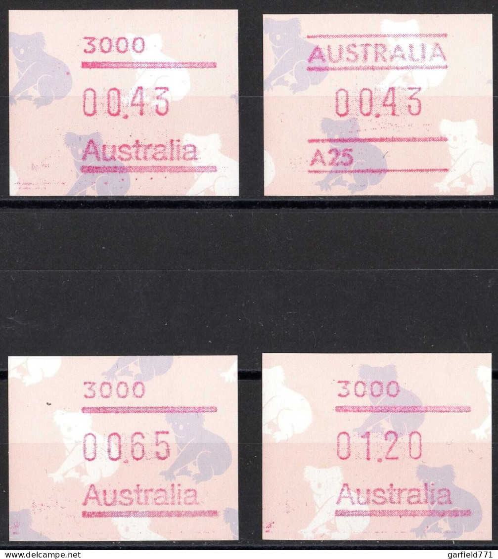 AUSTRALIE AUSTRALIA Frama 1990 Koala Button Lot Set Of 4 MINT - Postcode 3000 - Ongebruikt