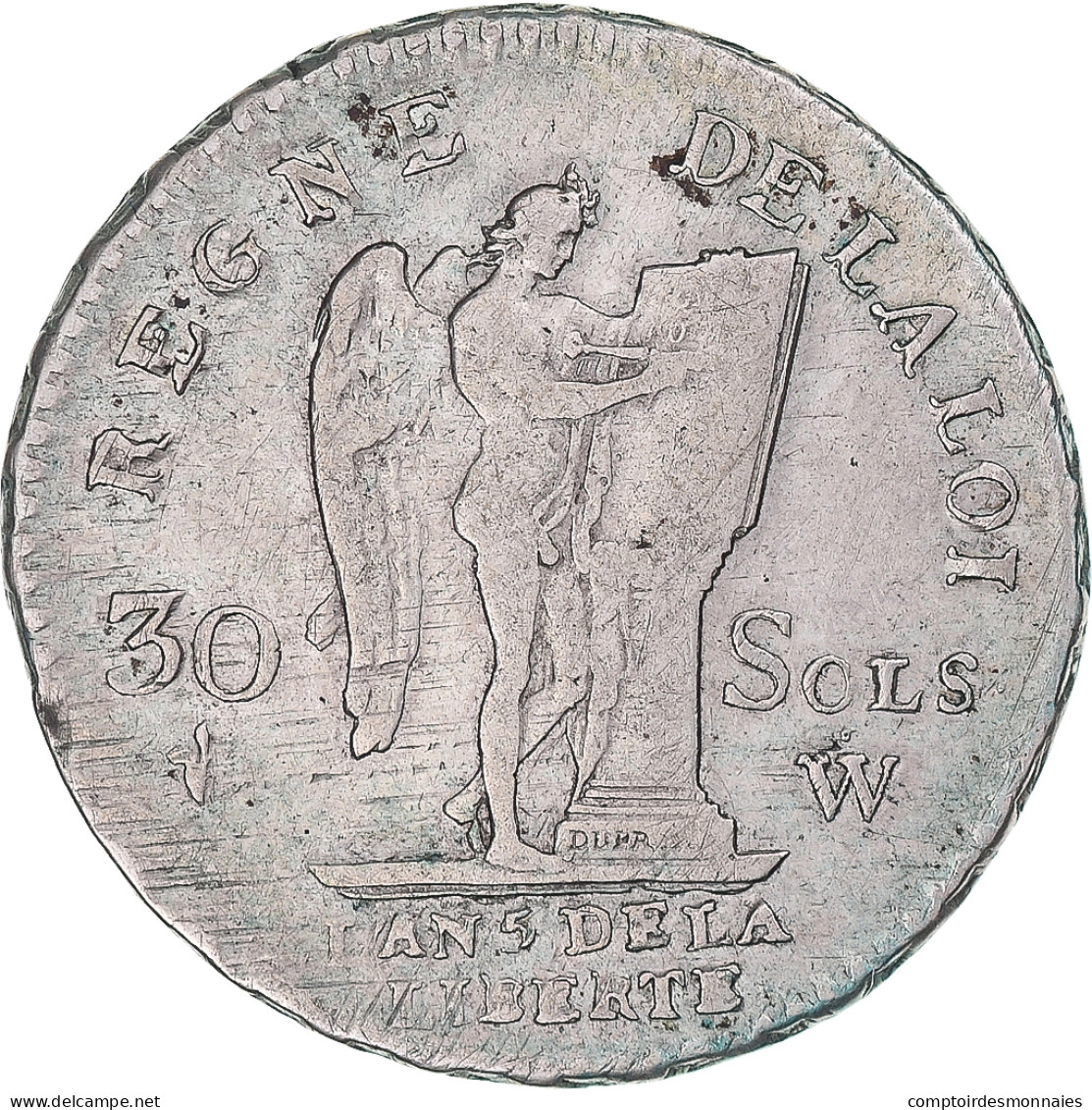 Monnaie, France, Louis XVI, 30 Sols François, 1793 / AN 5, Lille, TB+, Argent - Autres & Non Classés