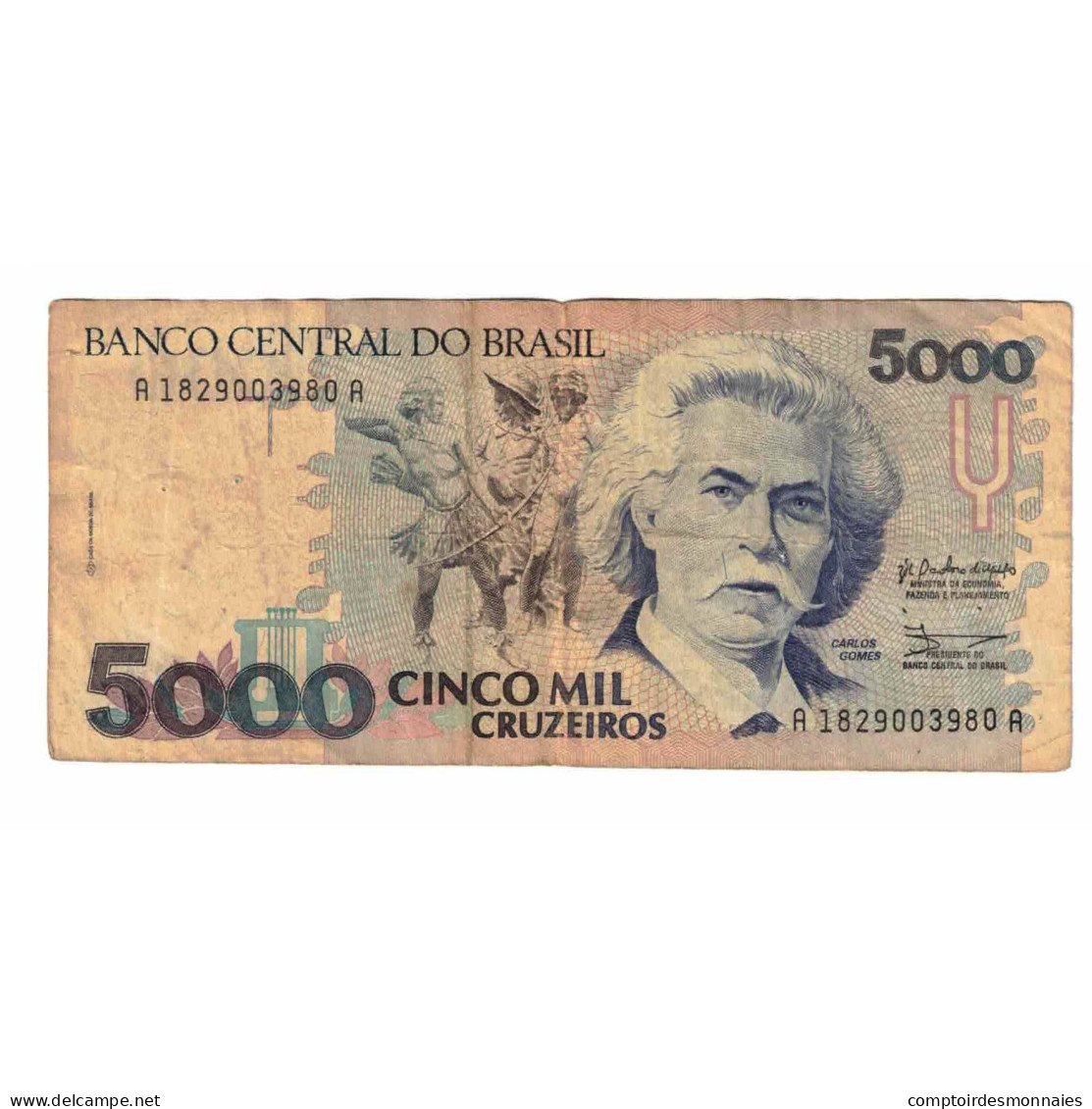 Billet, Brésil, 5000 Cruzeiros, Undated (1990), KM:232a, TB - Brésil