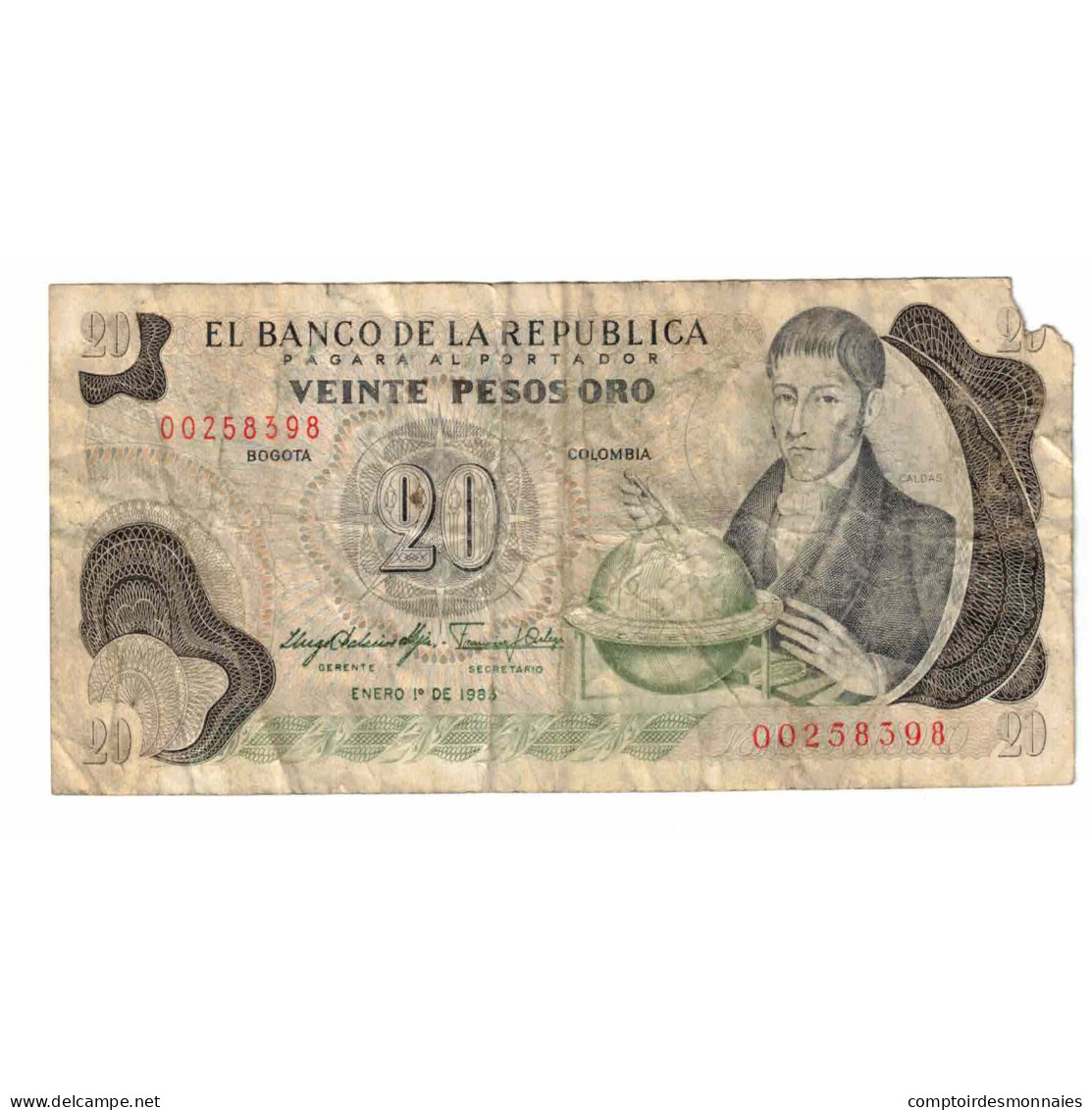 Billet, Colombie, 20 Pesos Oro, 1983, 1983-01-01, KM:409d, AB - Kolumbien