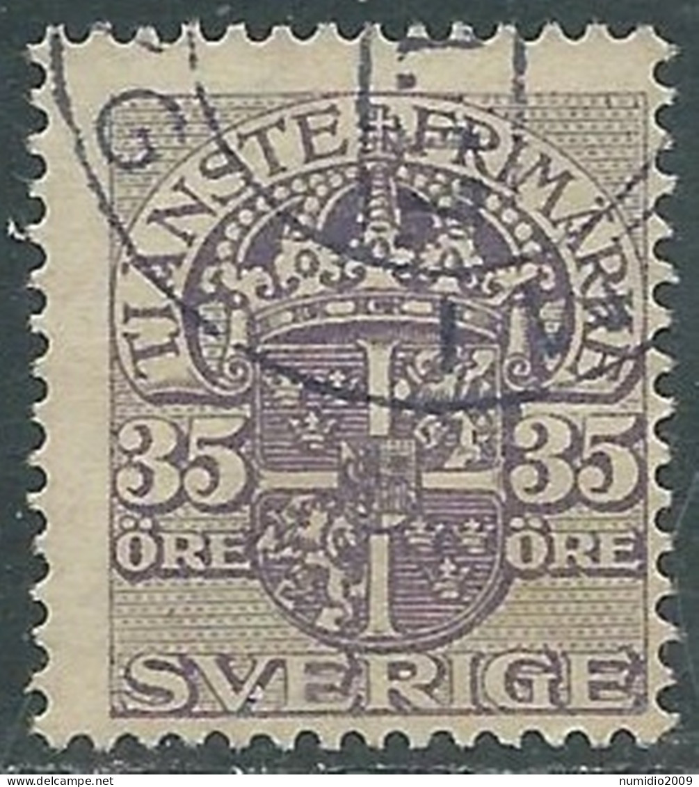 1911-19 SVEZIA USATO FRANCOBOLLI DI SERVIZIO STEMMA CON CORONA 35 ORE - RB18-5 - Dienstmarken