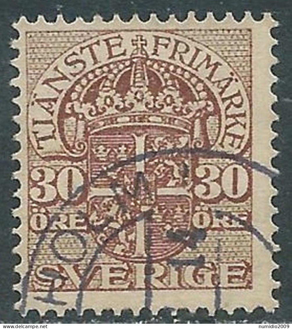 1911-19 SVEZIA USATO FRANCOBOLLI DI SERVIZIO STEMMA CON CORONA 30 ORE - RB18-5 - Service