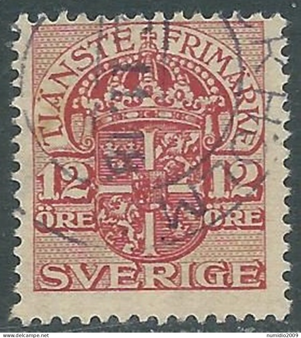 1911-19 SVEZIA USATO FRANCOBOLLI DI SERVIZIO STEMMA CON CORONA 12 ORE - RB18-5 - Dienstmarken