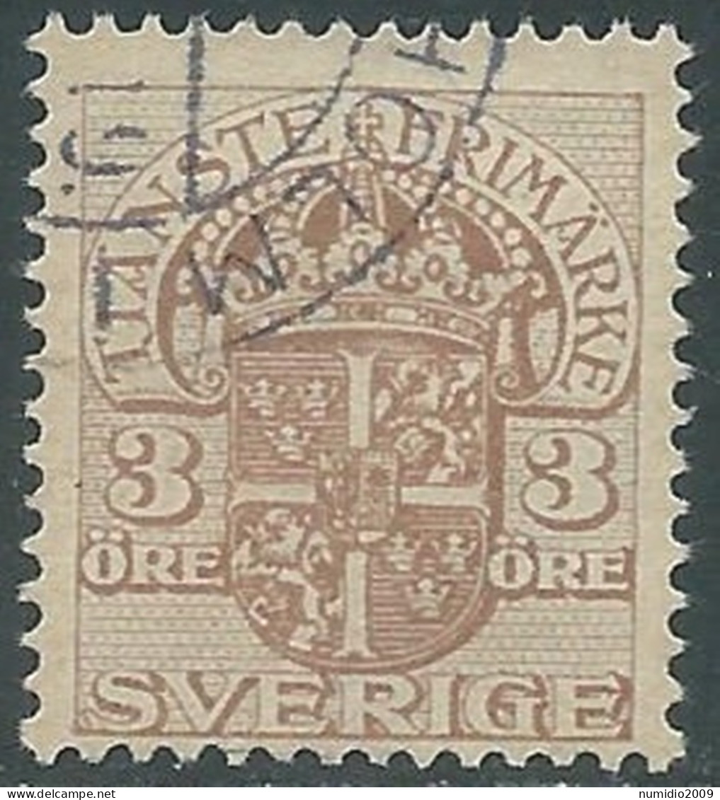 1911-19 SVEZIA USATO FRANCOBOLLI DI SERVIZIO STEMMA CON CORONA 3 ORE - RB18-3 - Service