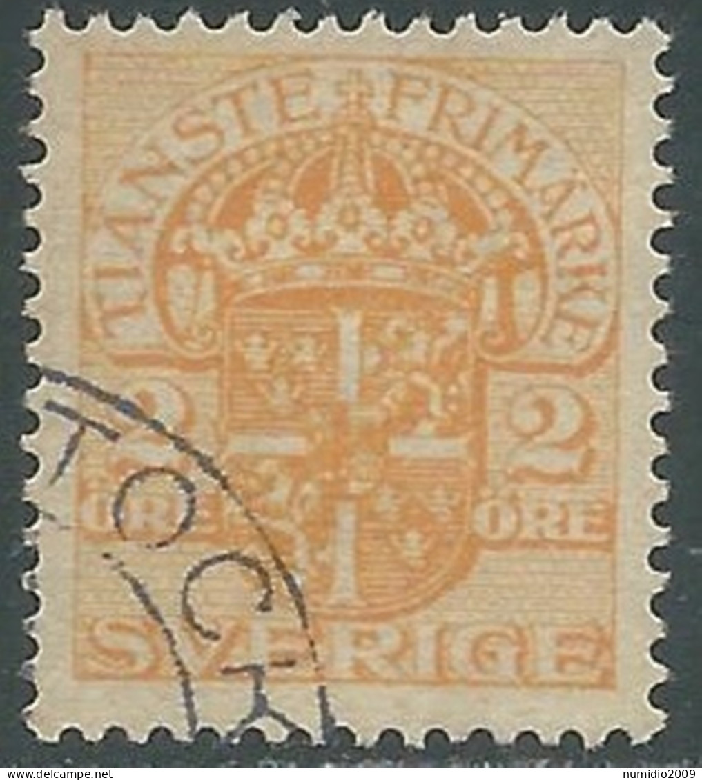 1911-19 SVEZIA USATO FRANCOBOLLI DI SERVIZIO STEMMA CON CORONA 2 ORE - RB18-3 - Dienstmarken