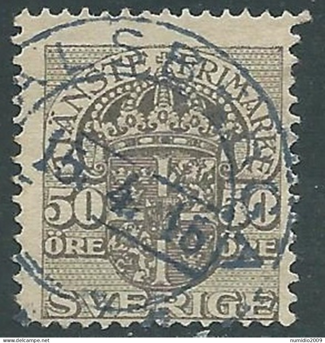 1910-14 SVEZIA USATO FRANCOBOLLI DI SERVIZIO STEMMA CON CORONA 50 ORE - RB18-3 - Dienstzegels