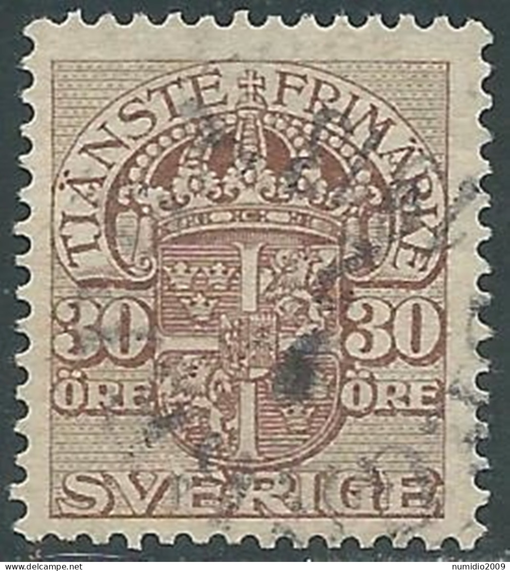 1910-14 SVEZIA USATO FRANCOBOLLI DI SERVIZIO STEMMA CON CORONA 30 ORE - RB18-3 - Dienstzegels
