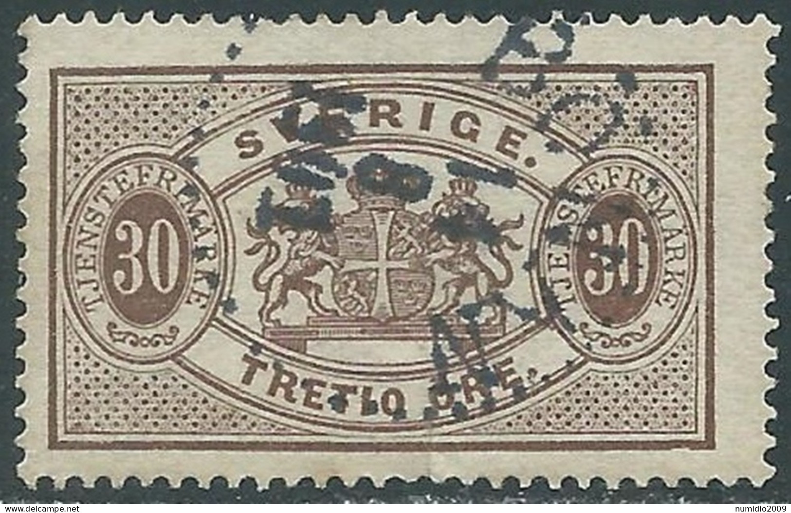 1874-96 SVEZIA USATO FRANCOBOLLI DI SERVIZIO 30 ORE D. 13 - RB24-2 - Service