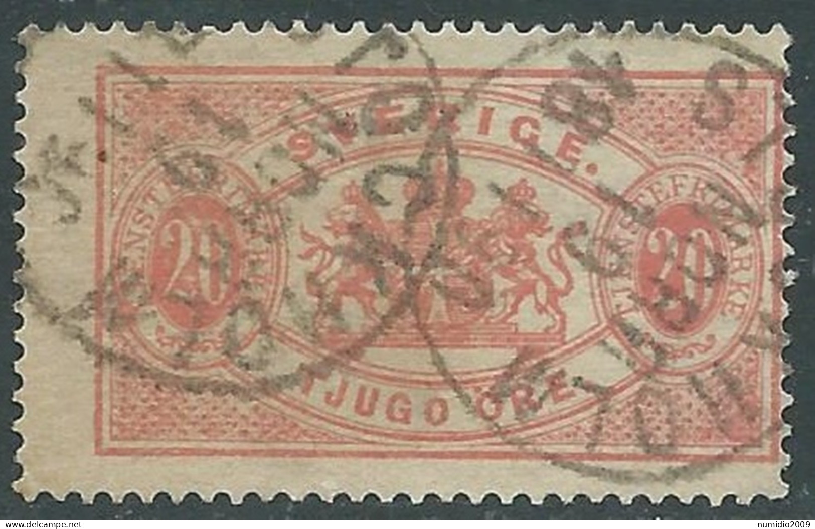1874-96 SVEZIA USATO FRANCOBOLLI DI SERVIZIO 20 ORE D. 13 - RB24-2 - Dienstmarken