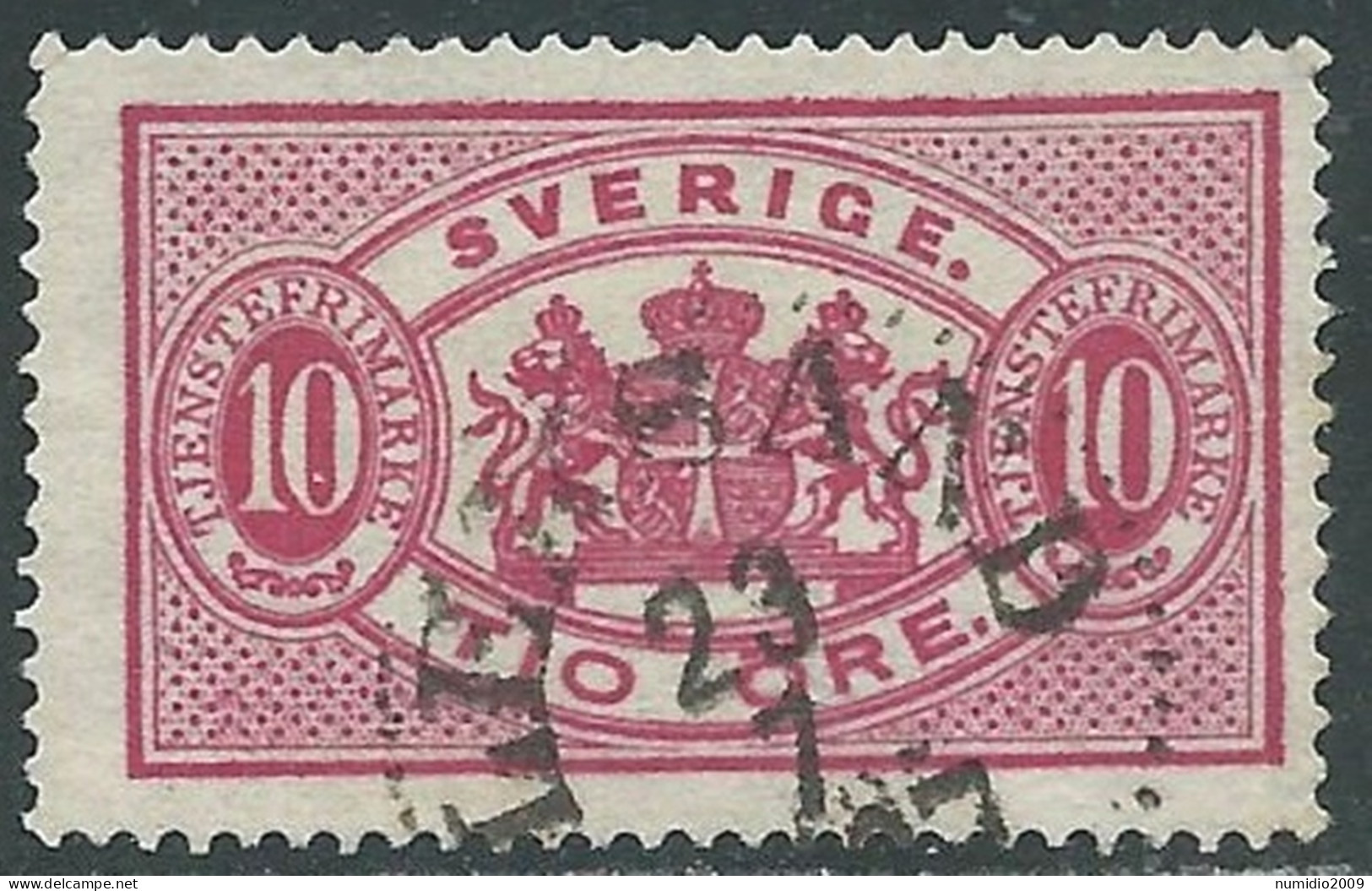 1874-96 SVEZIA USATO FRANCOBOLLI DI SERVIZIO 10 ORE D. 13 - RB24-2 - Dienstzegels
