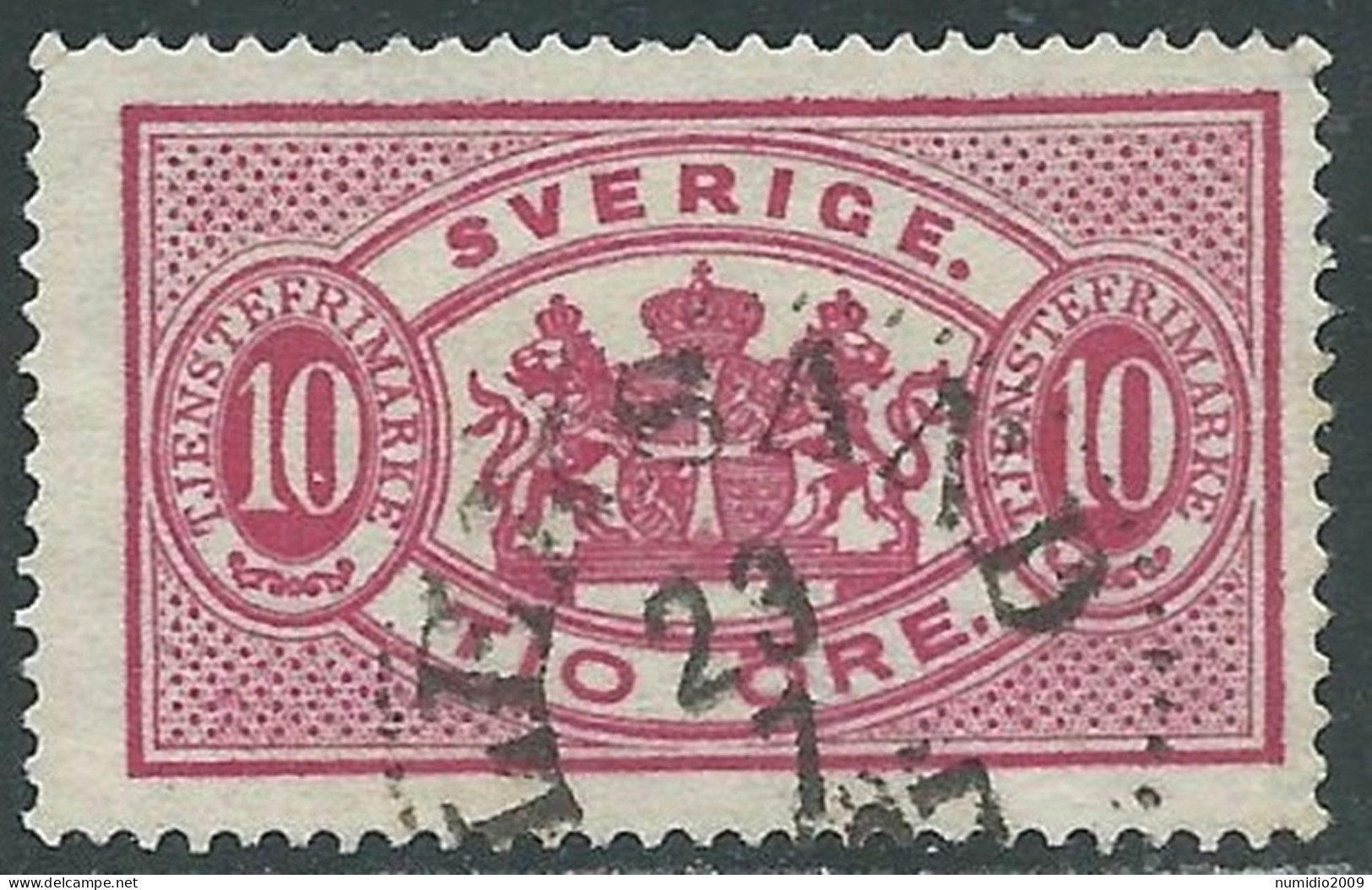 1874-96 SVEZIA USATO FRANCOBOLLI DI SERVIZIO 10 ORE D. 13 - RB24-2 - Service