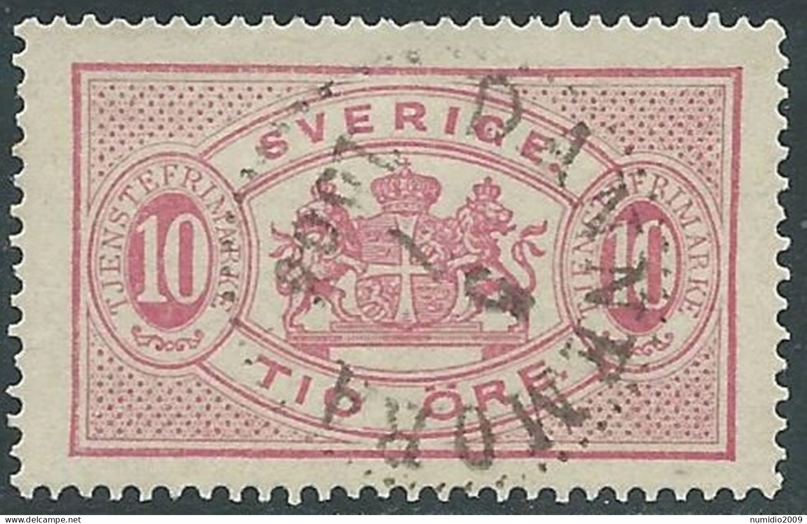 1874-96 SVEZIA USATO FRANCOBOLLI DI SERVIZIO 10 ORE D. 13 - RB24 - Officials