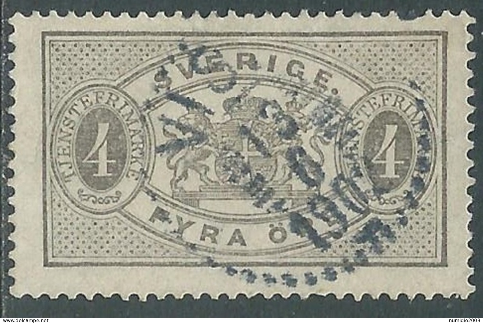 1874-96 SVEZIA USATO FRANCOBOLLI DI SERVIZIO 4 ORE D. 13 - RB24 - Dienstzegels