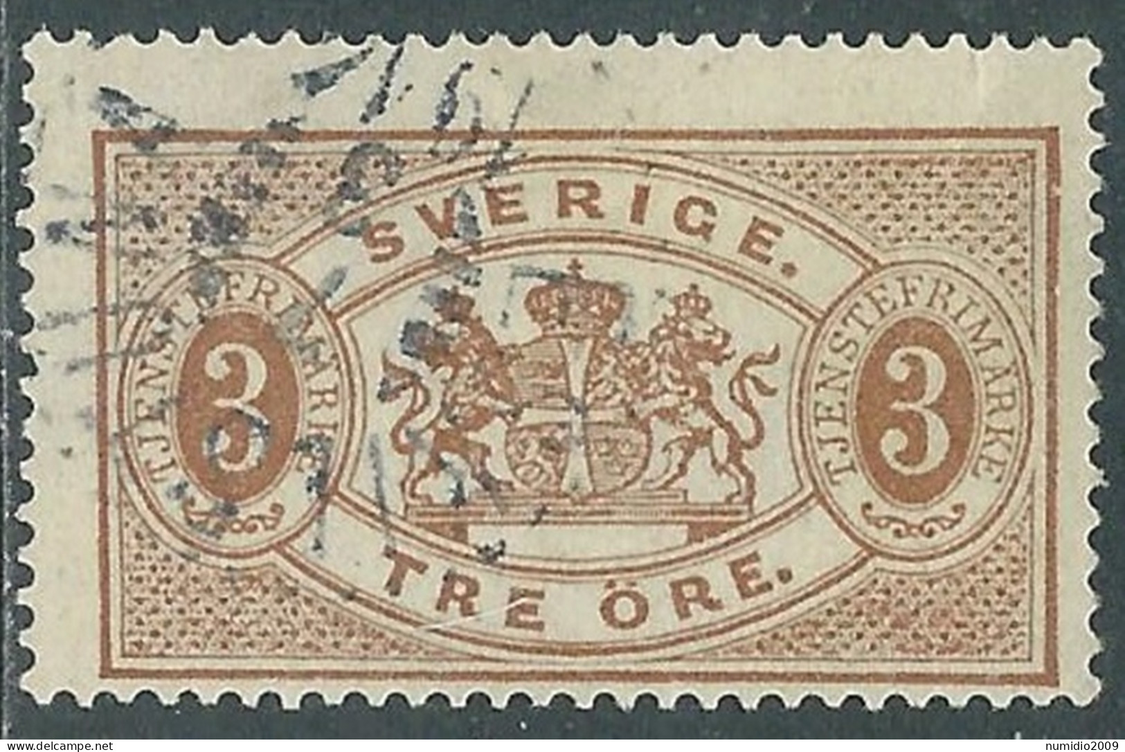 1874-96 SVEZIA USATO FRANCOBOLLI DI SERVIZIO 3 ORE D. 13 - RB24 - Dienstmarken