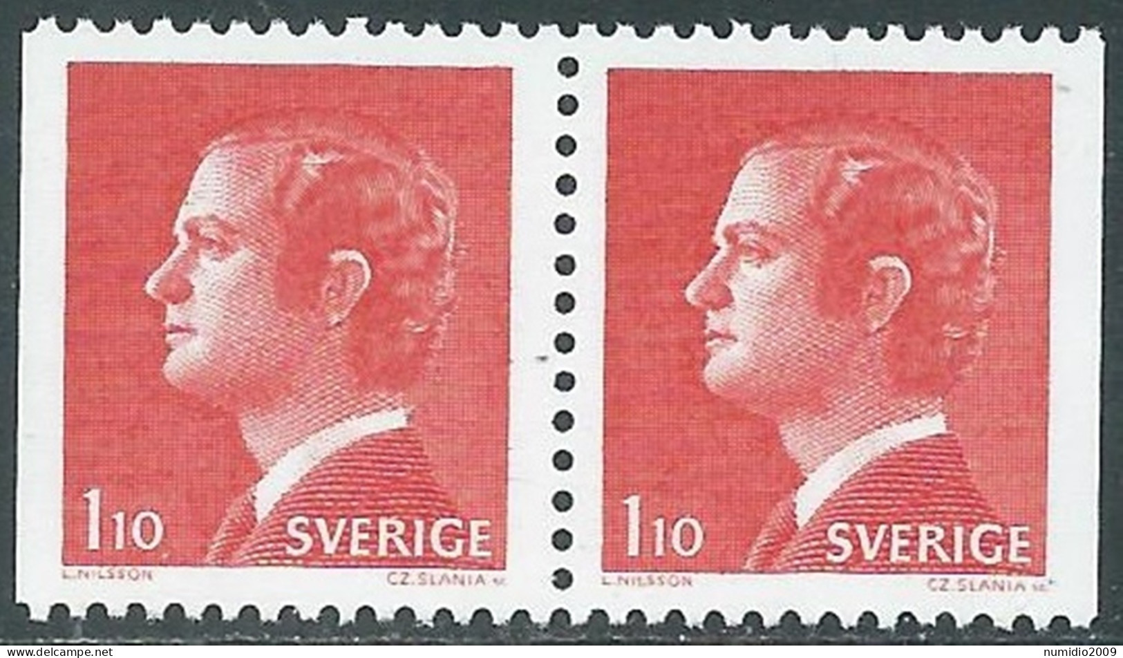 1977 SVEZIA RE CARLO XVI GUSTAVO COPPIA 1,10+1,10 K MNH ** - RB4-6 - Unused Stamps