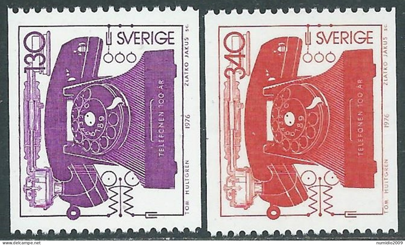 1976 SVEZIA TELEFONO DI BELL MNH ** - RB4-5 - Unused Stamps