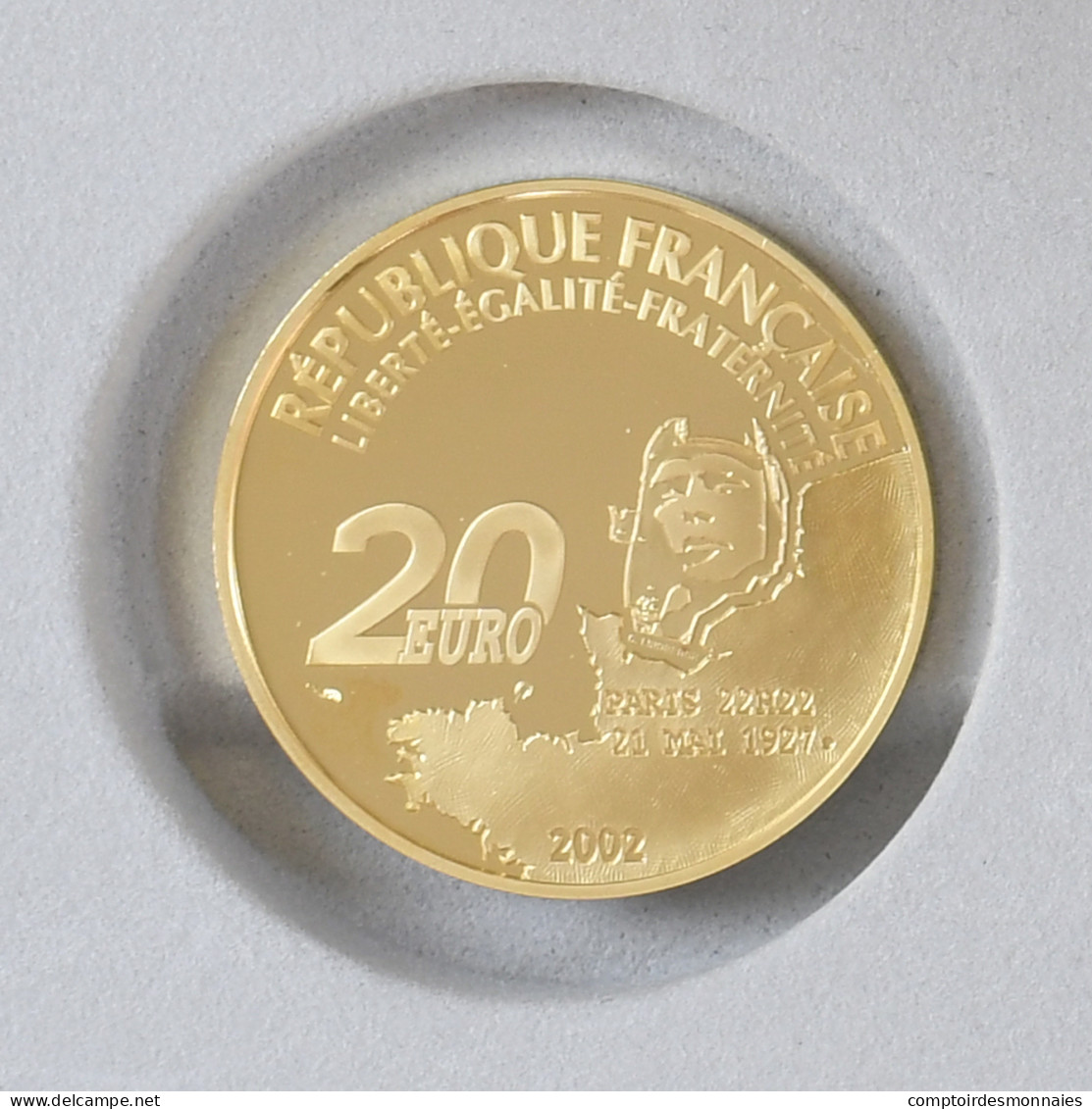 France, 20 Euro, Traversée De Lindbergh, 2002, Paris, BE, FDC, Or, KM:1984 - Francia