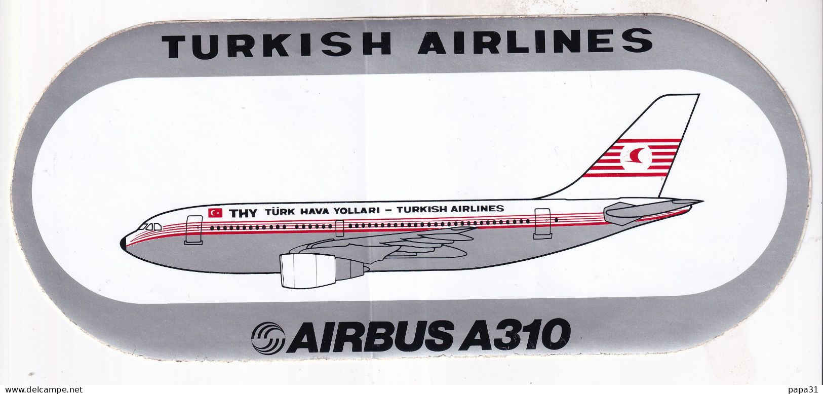 Autocollant Avion -   TURKISH AIRLINES  AIRBUS A310 - Stickers