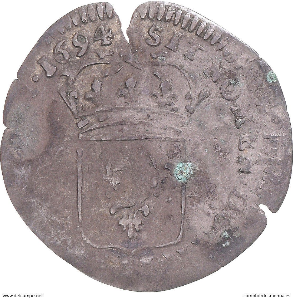 Monnaie, France, Louis XIV, Quinzain Aux 8 L, 1694, Tours, Contremarqué Lis - 1643-1715 Lodewijk XIV De Zonnekoning